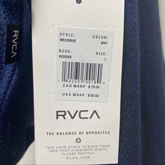 RVCA Vedder Button Up Cropped Flannel shirt Sz L - Picture 5 of 8